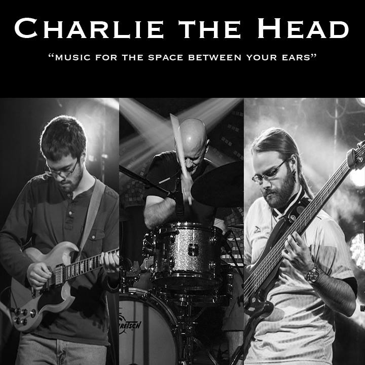 Three banners of musicians with the text, "Charlie the Head: music for the space between your ears."
