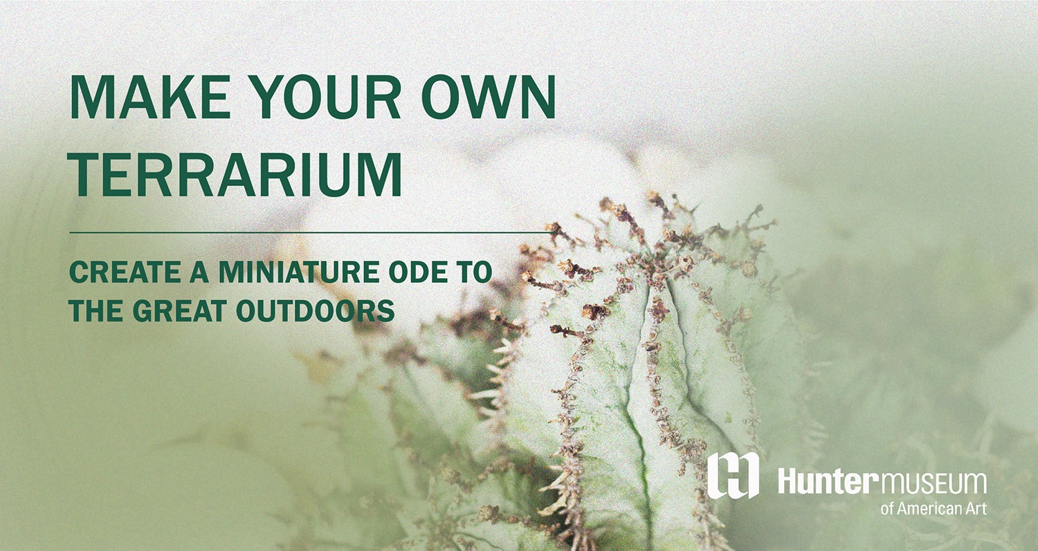 Text reads, "Make your own terrarium. Create a miniature ode to the great outdoors."